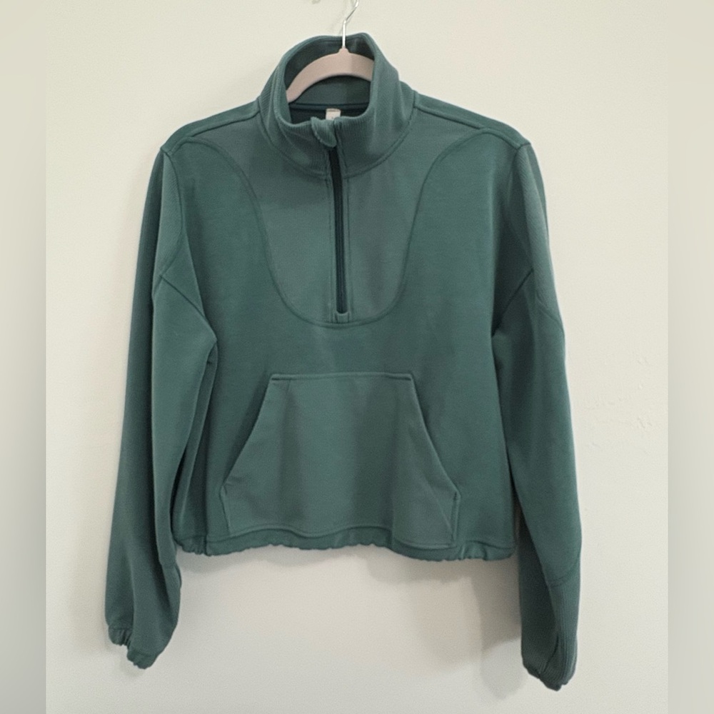 Lululemon | Brushed Softstreme Ribbed Half Zip | Sz 8 | Green Jasper | EUC - Picture 5 of 11
